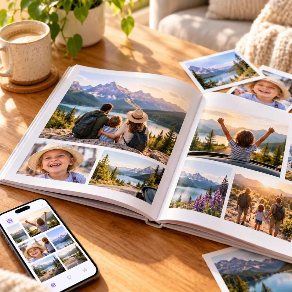 A printed Keepr storybook open beside the app